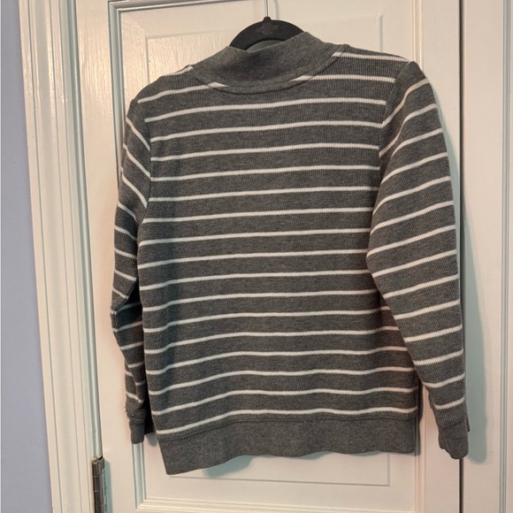 Gray Striped Kids 3/4 Zip Adorable Preppy Sweater Polo Shirt . Kids 7 - Picture 7 of 7